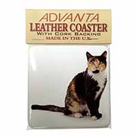 Tortoiseshell Cat Single Leather Photo Coaster