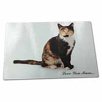 Large Glass Cutting Chopping Board Tortoiseshell Cat 