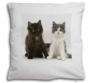 Cute Kittens Soft White Velvet Feel Scatter Cushion