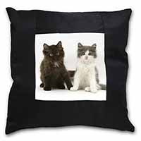 Cute Kittens Black Satin Feel Scatter Cushion