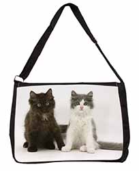 Cute Kittens Large Black Laptop Shoulder Bag School/College