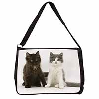 Cute Kittens Large Black Laptop Shoulder Bag School/College