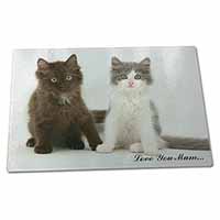 Large Glass Cutting Chopping Board Cute Kittens 