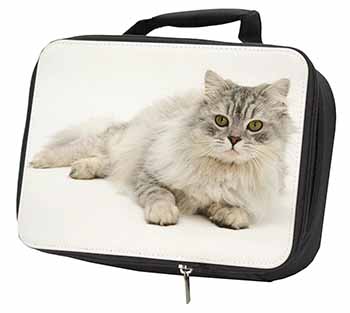 Silver Chinchilla Persian Cat Black Insulated School Lunch Box/Picnic Bag