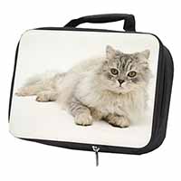 Silver Chinchilla Persian Cat Black Insulated School Lunch Box/Picnic Bag