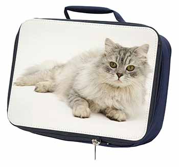Silver Chinchilla Persian Cat Navy Insulated School Lunch Box/Picnic Bag