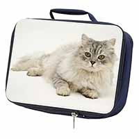 Silver Chinchilla Persian Cat Navy Insulated School Lunch Box/Picnic Bag