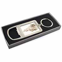 Silver Chinchilla Persian Cat Chrome Metal Bottle Opener Keyring in Box