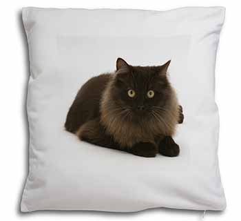 Chocolate Black Cat Soft White Velvet Feel Scatter Cushion