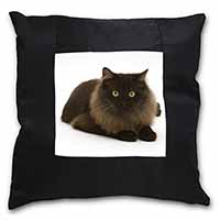 Chocolate Black Cat Black Satin Feel Scatter Cushion