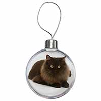 Chocolate Black Cat Christmas Bauble