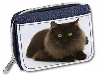 Chocolate Black Cat Unisex Denim Purse Wallet