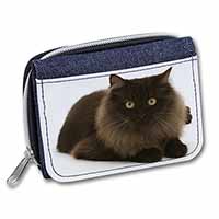 Chocolate Black Cat Unisex Denim Purse Wallet