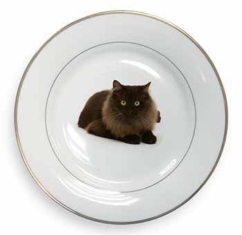 Chocolate Black Cat Gold Rim Plate Printed Full Colour in Gift Box