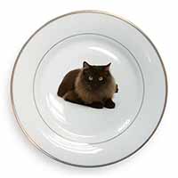 Chocolate Black Cat Gold Rim Plate Printed Full Colour in Gift Box