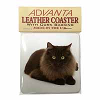 Chocolate Black Cat Single Leather Photo Coaster