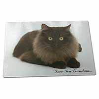 Large Glass Cutting Chopping Board Browny Black Cat 