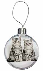 Silver Tabby Kittens Christmas Bauble