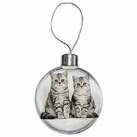 Silver Tabby Kittens Christmas Bauble