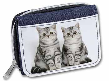Silver Tabby Kittens Unisex Denim Purse Wallet