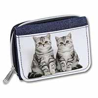 Silver Tabby Kittens Unisex Denim Purse Wallet