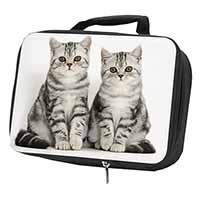 Silver Tabby Kittens Black Insulated School Lunch Box/Picnic Bag