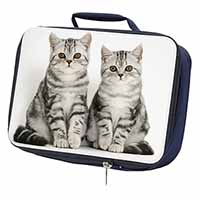 Silver Tabby Kittens Navy Insulated School Lunch Box/Picnic Bag