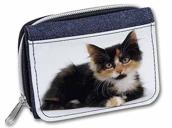 Cute Tortoiseshell Kitten Unisex Denim Purse Wallet