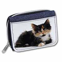 Cute Tortoiseshell Kitten Unisex Denim Purse Wallet