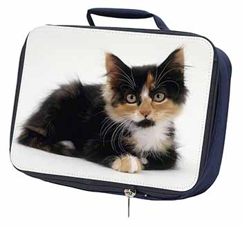 Cute Tortoiseshell Kitten Navy Insulated School Lunch Box/Picnic Bag