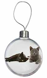 Black+Blue Kittens Christmas Bauble