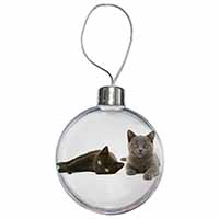 Black+Blue Kittens Christmas Bauble