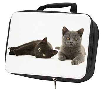 Black+Blue Kittens Black Insulated School Lunch Box/Picnic Bag