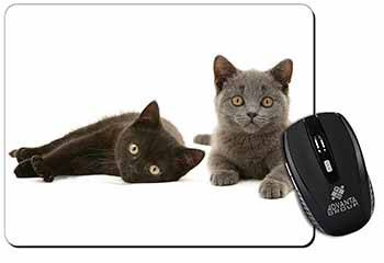 Black+Blue Kittens Computer Mouse Mat