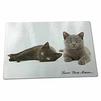 Large Glass Cutting Chopping Board Kittens 