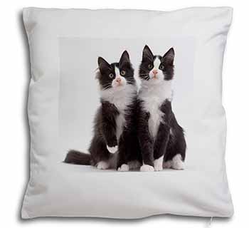 Black and White Cats Soft White Velvet Feel Scatter Cushion