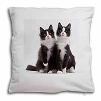 Black and White Cats Soft White Velvet Feel Scatter Cushion