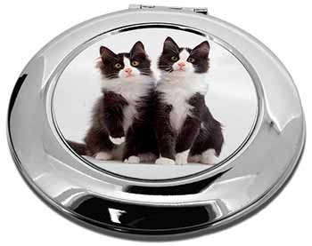 Black and White Cats Make-Up Round Compact Mirror
