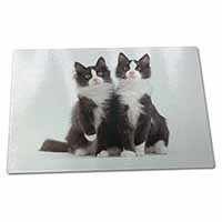 Large Glass Cutting Chopping Board Black and White Cats