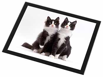 Black and White Cats Black Rim High Quality Glass Placemat