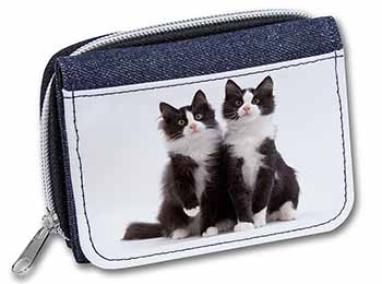 Black and White Cats Unisex Denim Purse Wallet