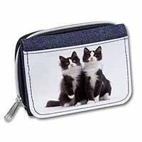 Black and White Cats Unisex Denim Purse Wallet