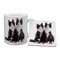 Black and White Cats Mug and Coaster Set