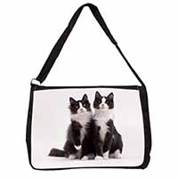 Black and White Cats Large Black Laptop Shoulder Bag School/College