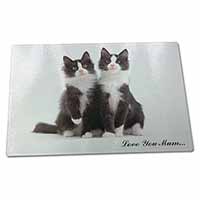 Large Glass Cutting Chopping Board Cats 