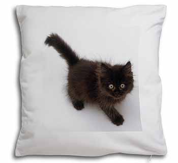 Chocolate Black Kitten Soft White Velvet Feel Scatter Cushion