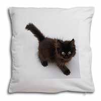 Chocolate Black Kitten Soft White Velvet Feel Scatter Cushion