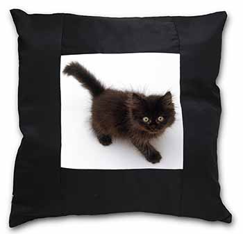 Chocolate Black Kitten Black Satin Feel Scatter Cushion