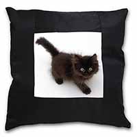 Chocolate Black Kitten Black Satin Feel Scatter Cushion