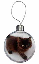 Chocolate Black Kitten Christmas Bauble